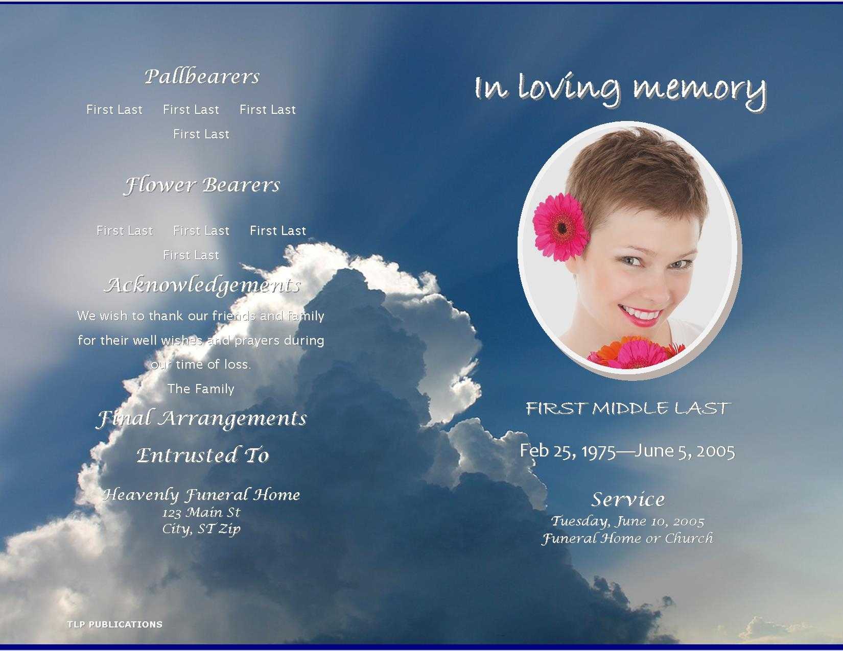 Lifecycleprints ~ Celebration Of Life & Funeral Program With Memorial Card Template Word