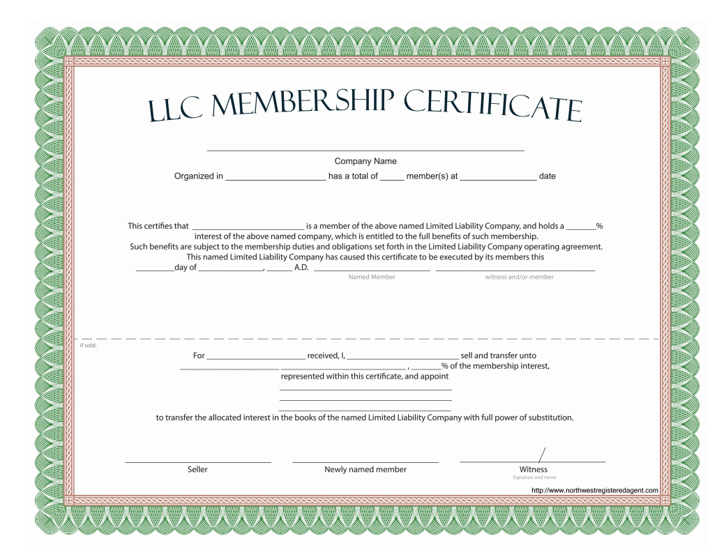 Llc Membership Certificate – Free Template Within Ownership Certificate Template