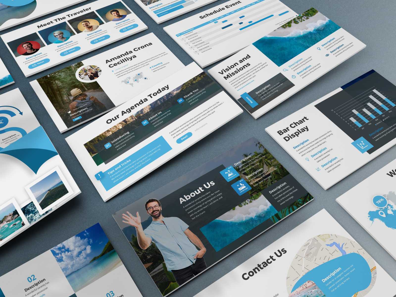 Locago – Tourism Powerpoint Templateslidefactory On Dribbble Regarding Powerpoint Templates Tourism