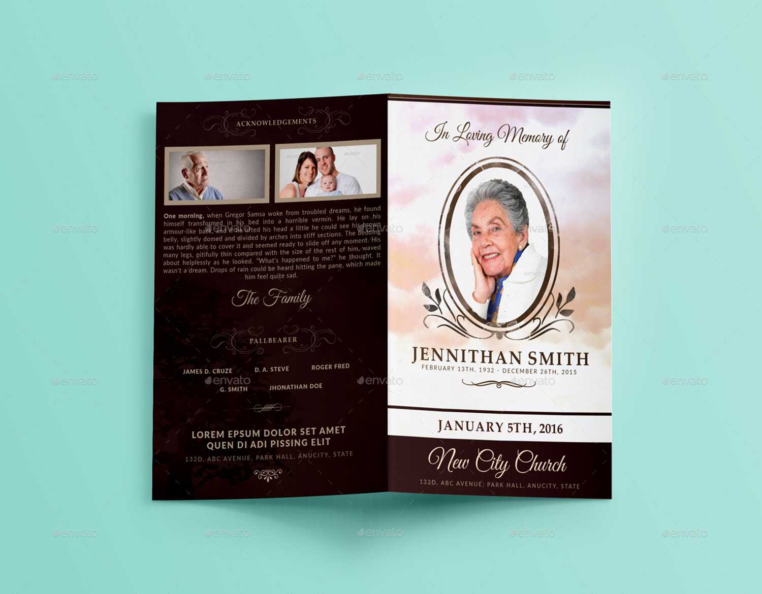 Loving Memory Funeral Program Brochure Template 01 Regarding Memorial Brochure Template