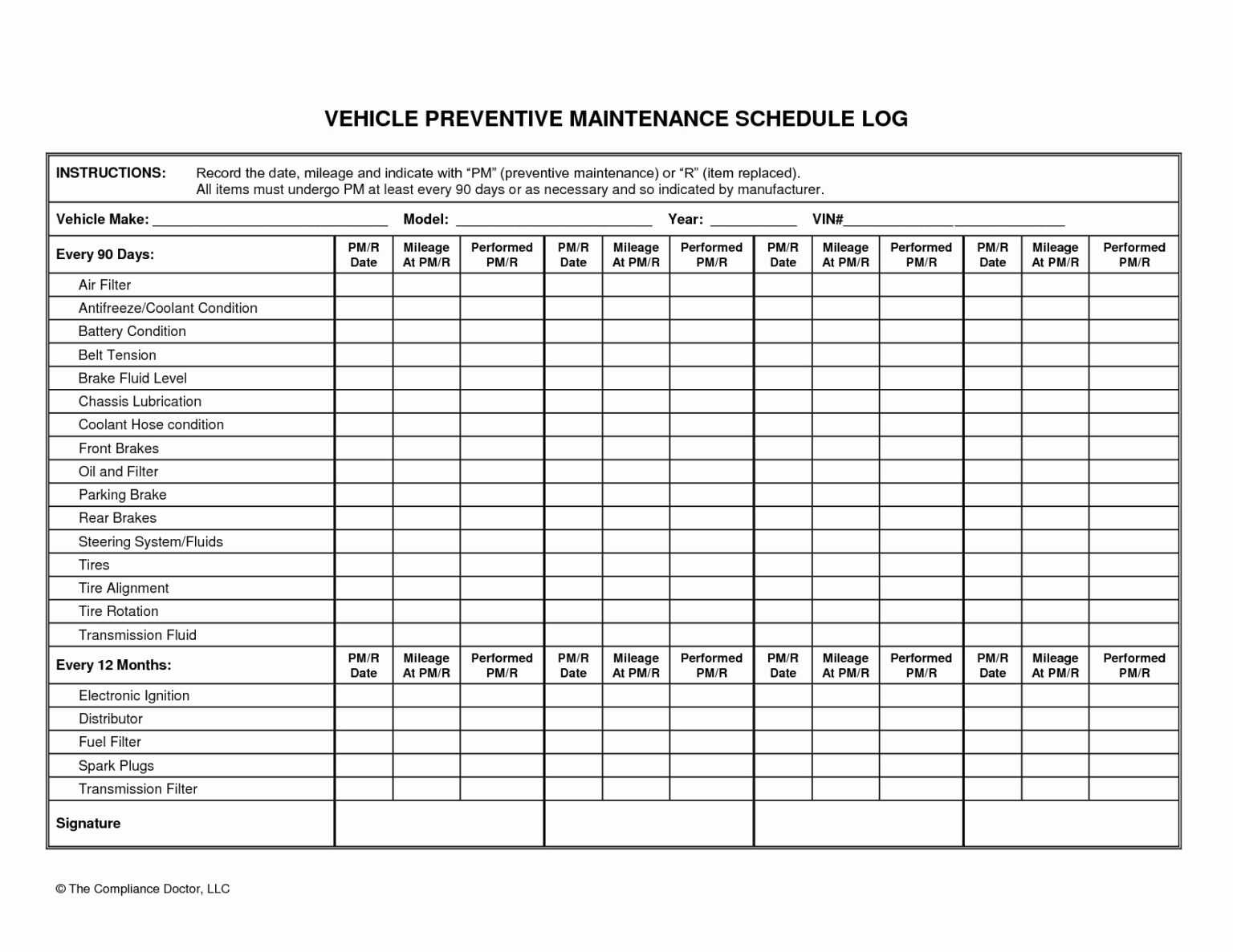 Maintenance Spreadsheet Template Repair Job Card Microsoft with regard