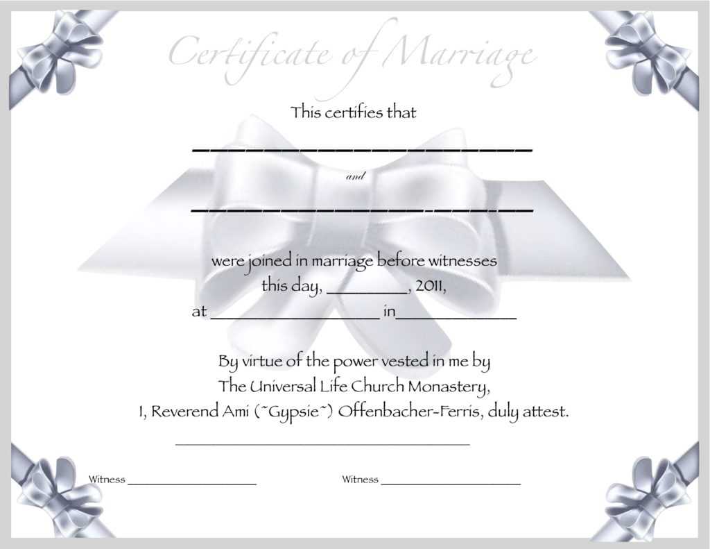 Marriage Certificate Template | Certificate Templates Inside Blank Marriage Certificate Template