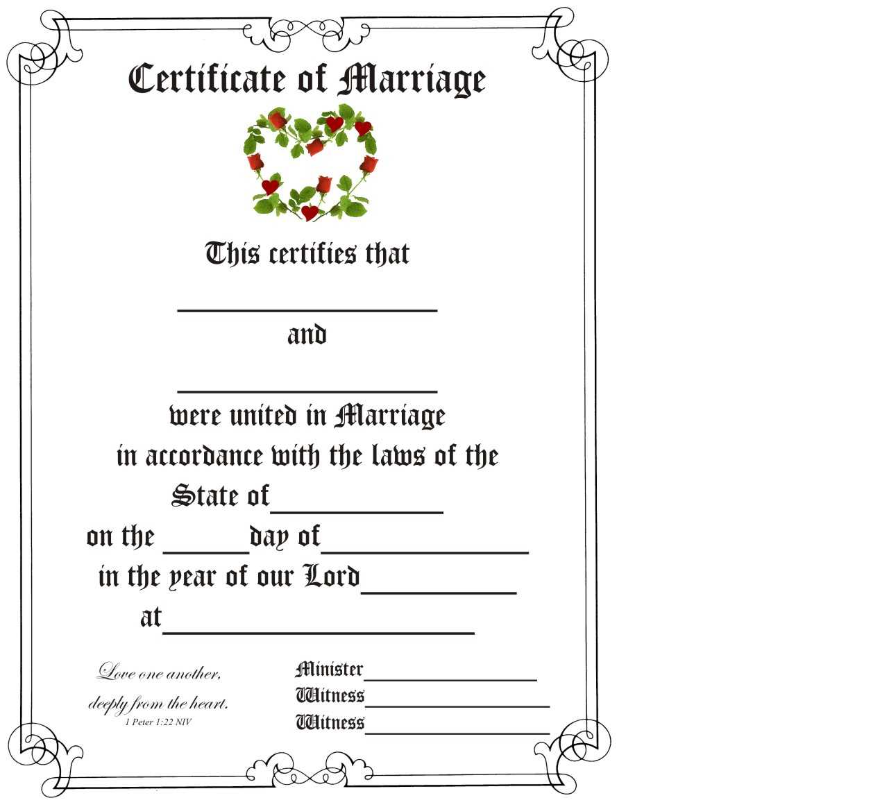Marriage Certificate Template Designs  Inside Certificate Of Marriage Template