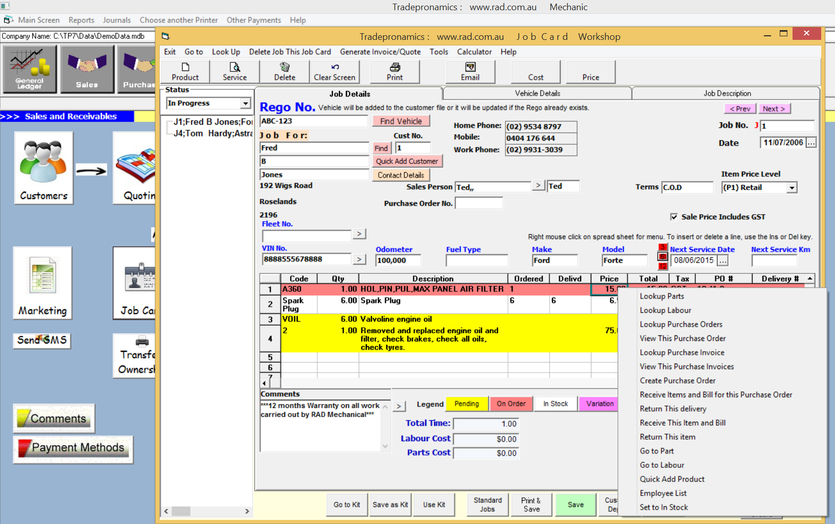 Mechanical Workshop Software, Tyre Sales Software With Regard To Mechanics Job Card Template