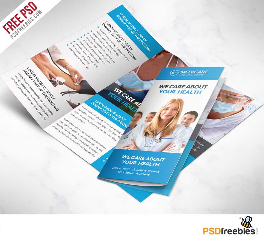 Medical Care And Hospital Trifold Brochure Template Free Psd Regarding Free Three Fold Brochure Template