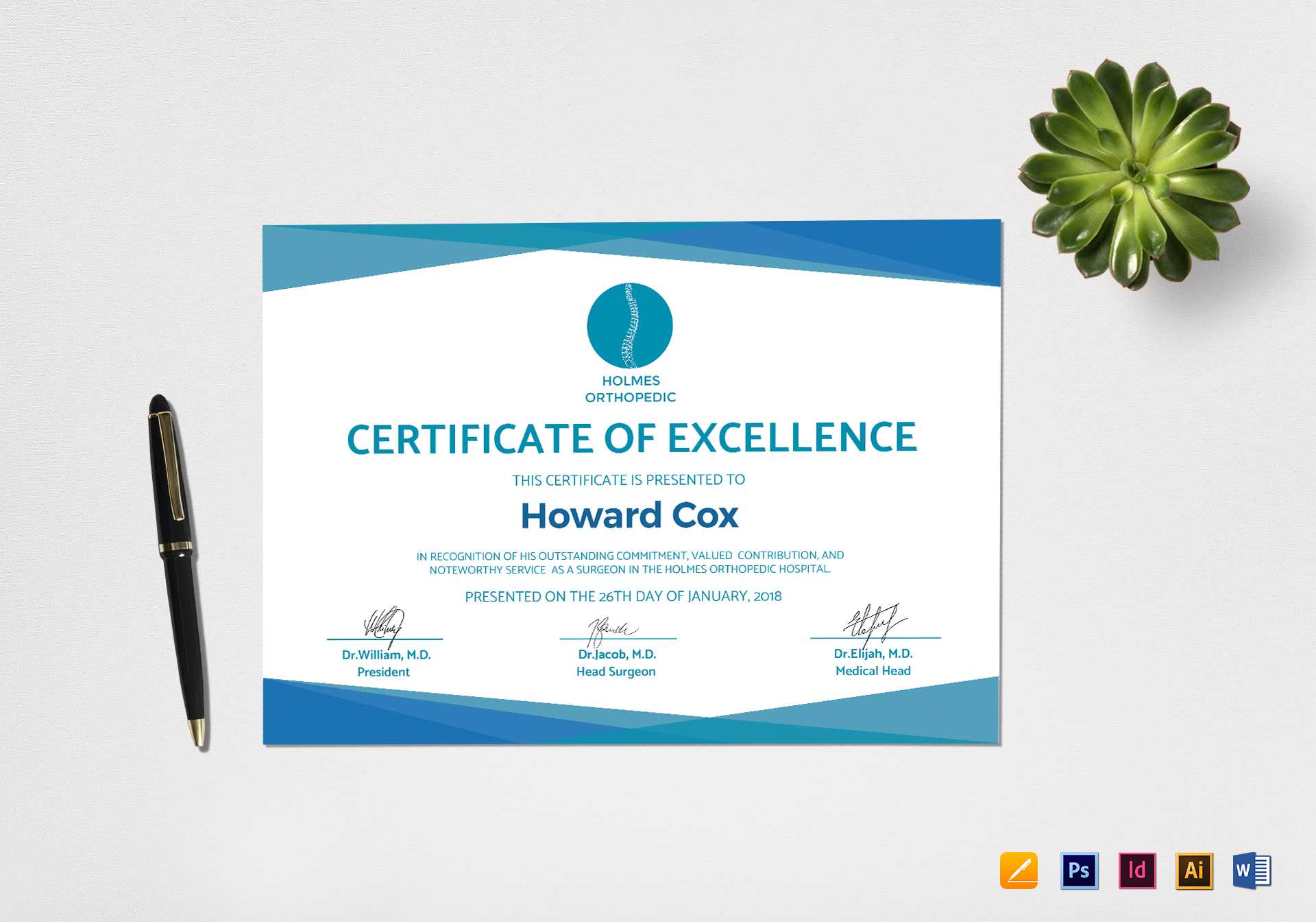 Medical Excellence Certificate Template Regarding Pages Certificate Templates