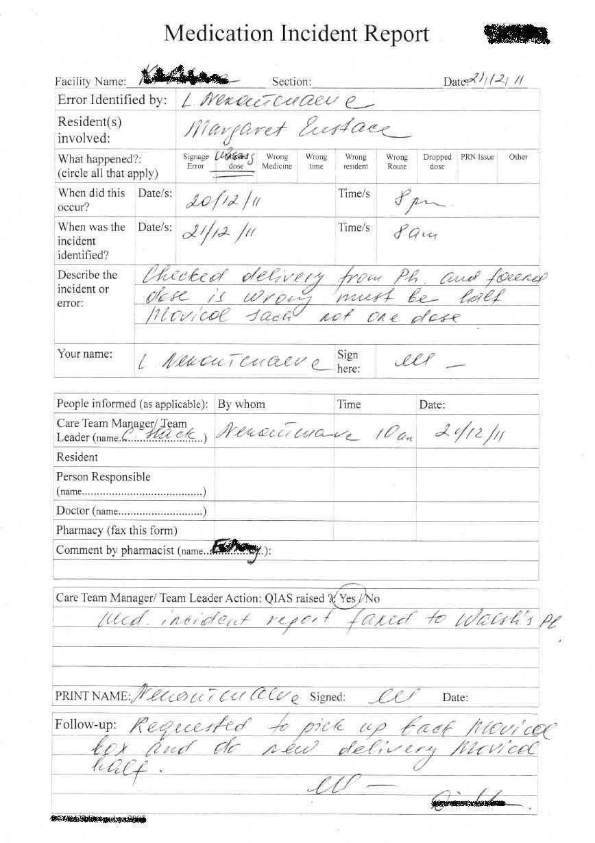 Medication Incident Report Samples – Salod.refinedtraveler.co Intended For Medication Card Template