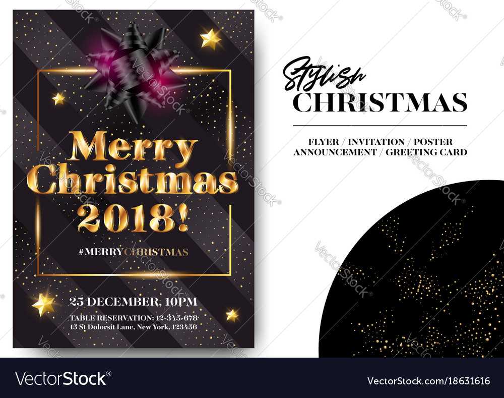 Merry Christmas 2018 Stylish Black Greeting Card Inside Table Reservation Card Template