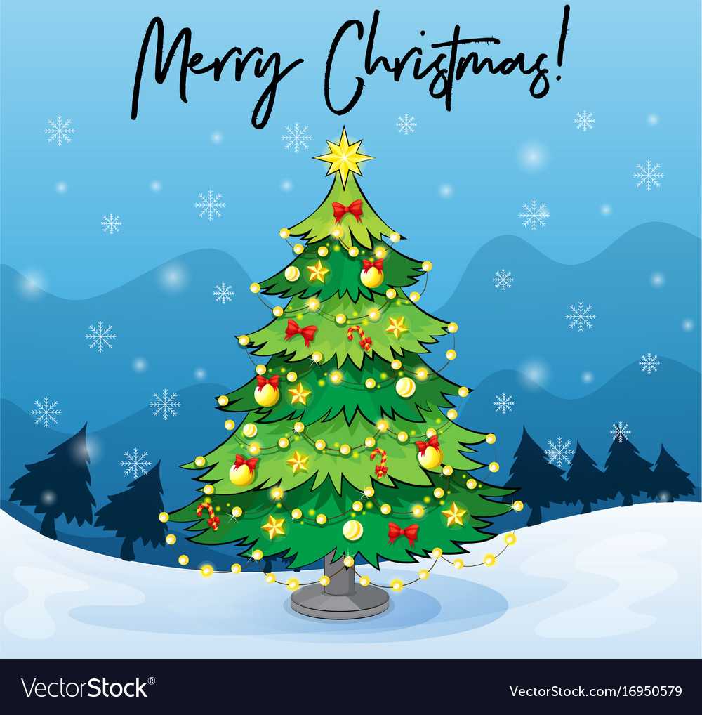 Merry Christmas Card Template With Christmas Tree With Regard To Adobe Illustrator Christmas Card Template