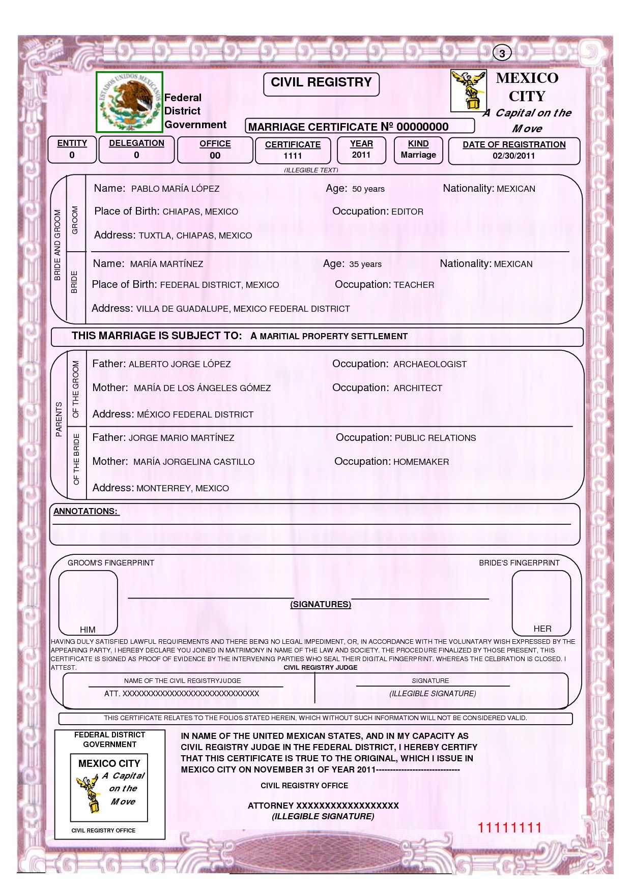 Mexican Marriage Certificate Template Birth Translation In Mexican Birth Certificate Translation Template