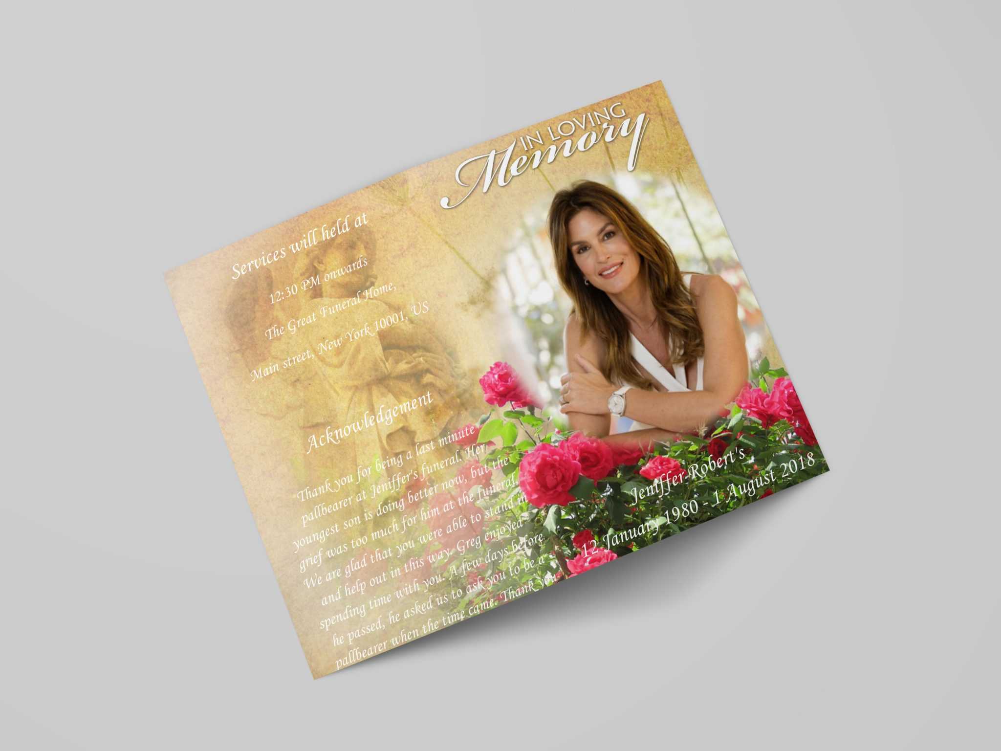 Microsoft Funeral Program Word Template | Word Template For Memorial Card Template Word