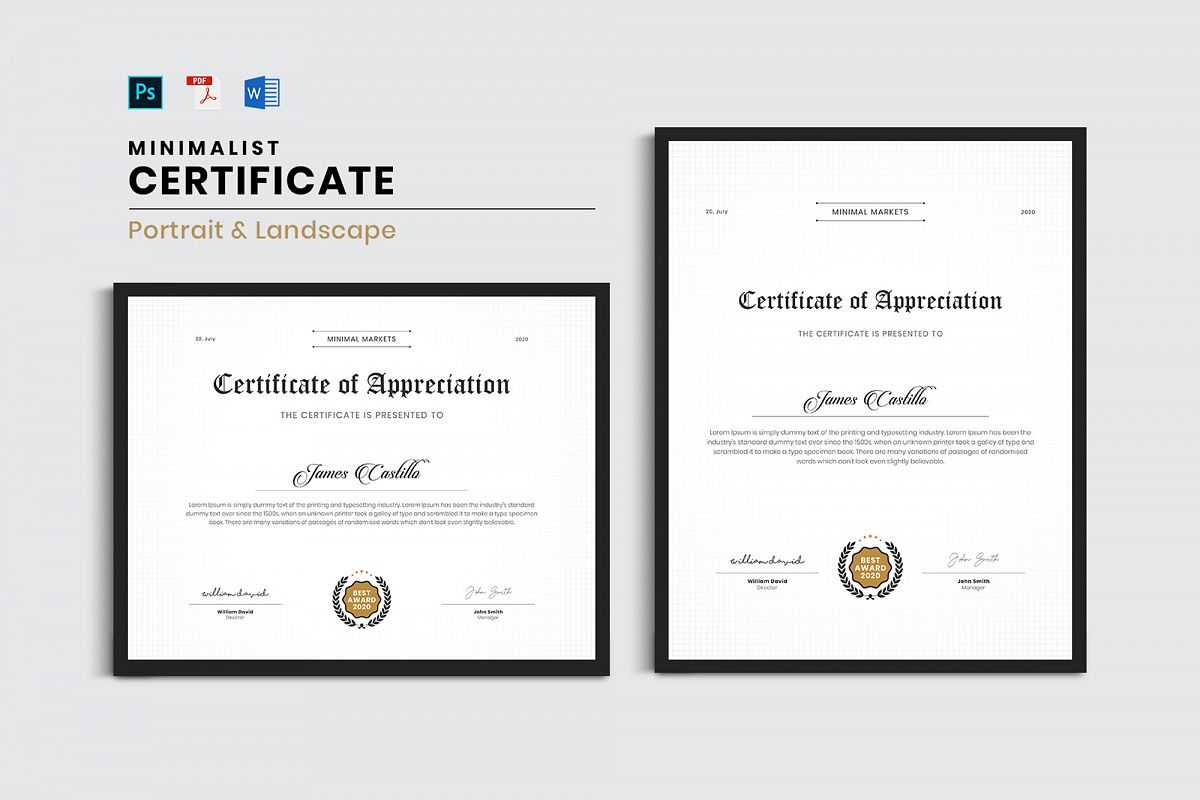 Minimal Certificate Template With Regard To Landscape Certificate Templates