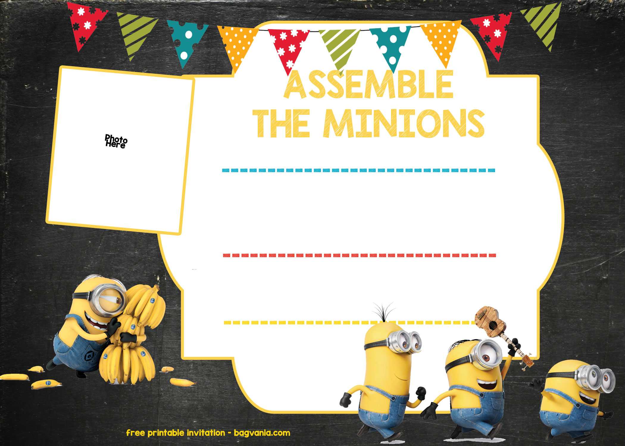 Minion Birthday Invitation Template - Free Download – Bagvania In Minion Card Template