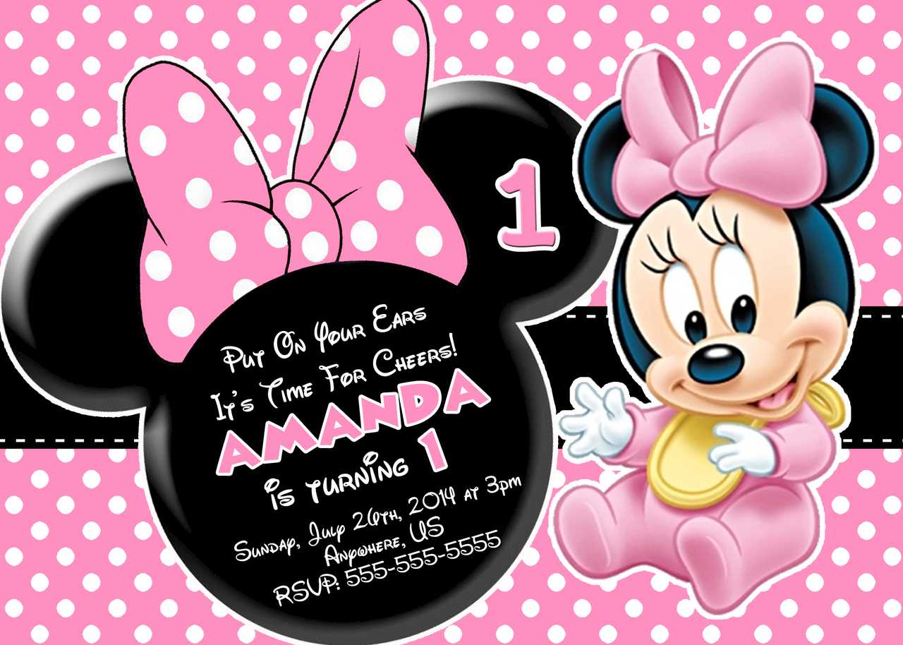 Minnie Mouse Invitation Card Templates For Minnie Mouse Card Templates