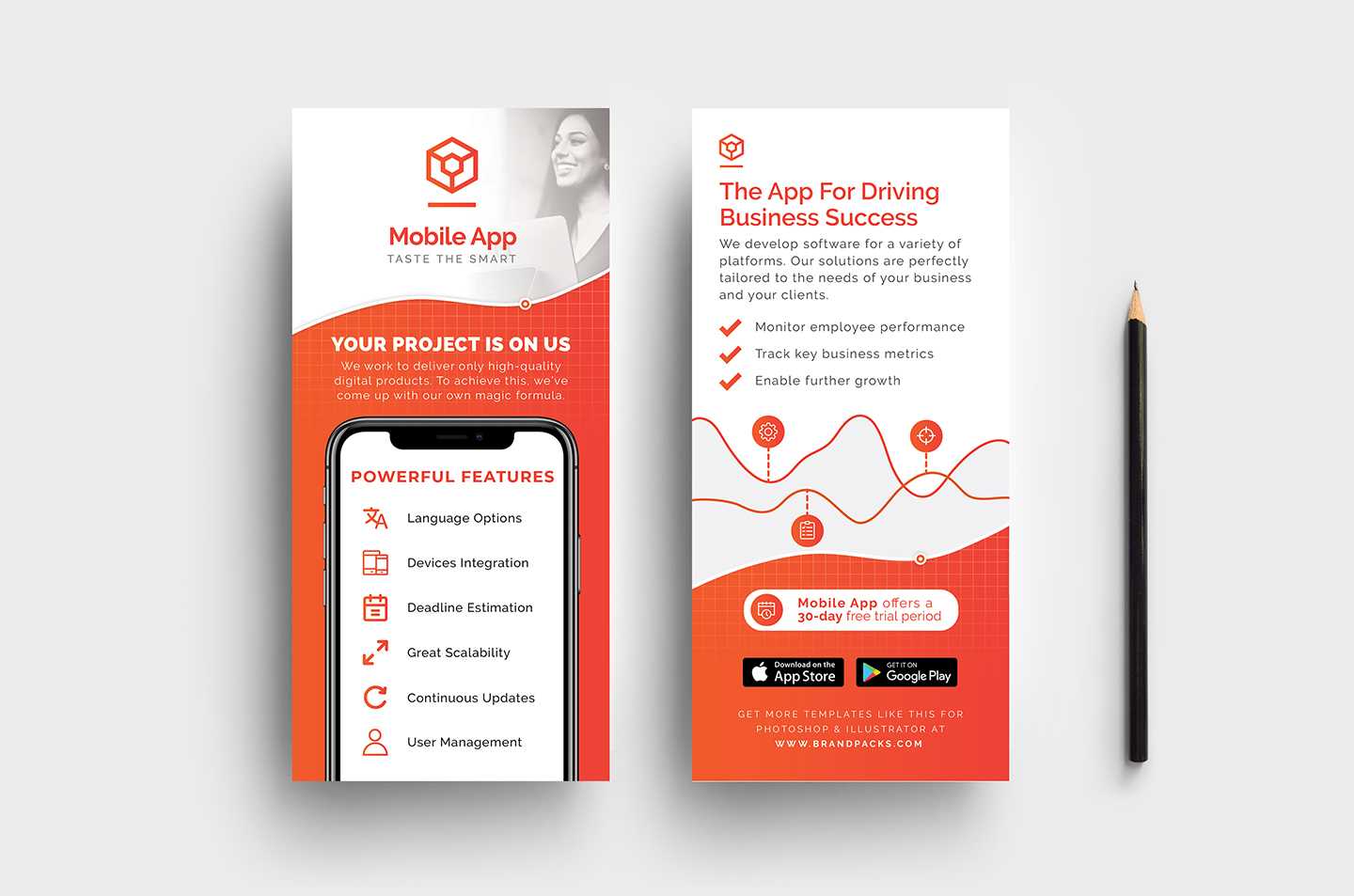 Mobile App Dl Card Template V2 – Psd, Ai, Vector – Brandpacks Throughout Dl Card Template