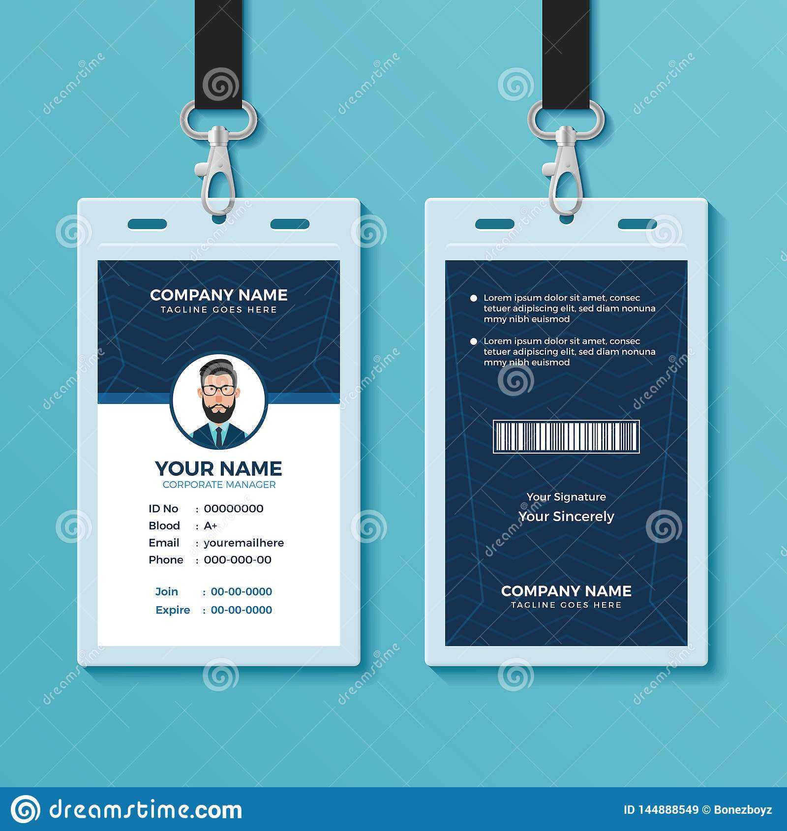 Modern And Clean Id Card Design Template Stock Vector Pertaining To Company Id Card Design Template