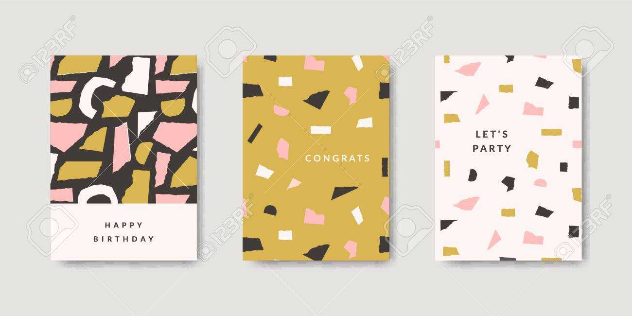 Modern And Playful Greeting Card Templates With Paper Cut Out.. Regarding Birthday Card Collage Template