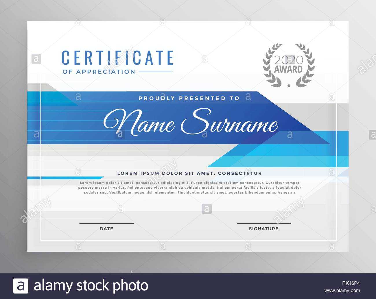 Modern Blue Horizontal Diploma Certificate Template Stock With Regard To Hockey Certificate Templates