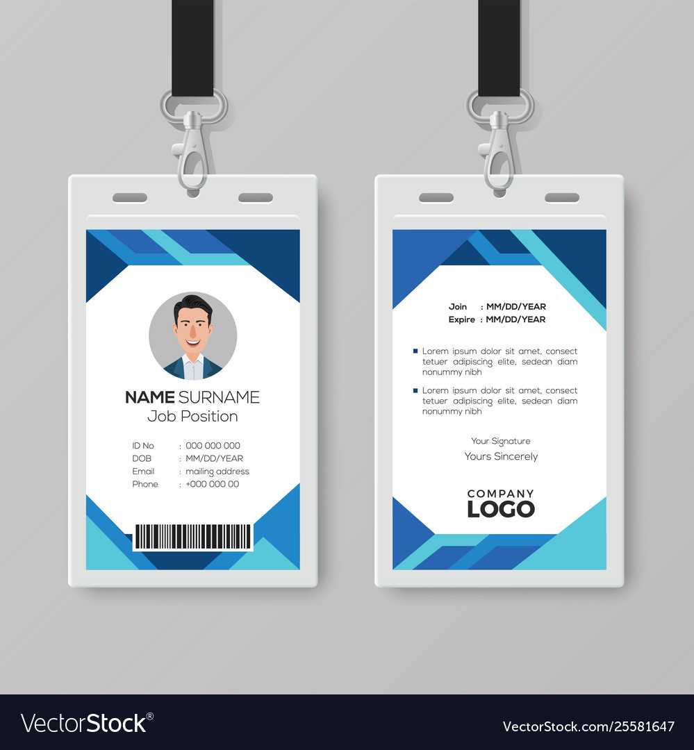 Modern Blue Id Card Design Template With Photographer Id Card Template