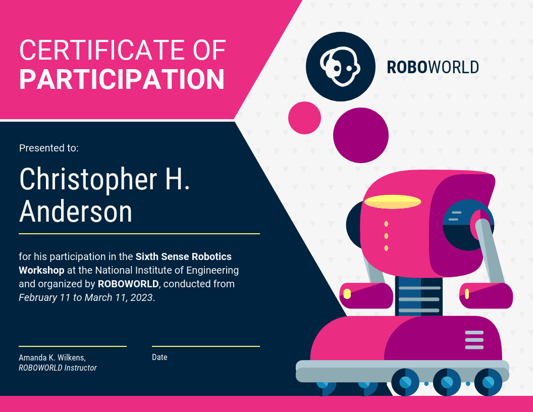 Modern Certificate Of Participation Template Intended For Certificate Of Participation In Workshop Template