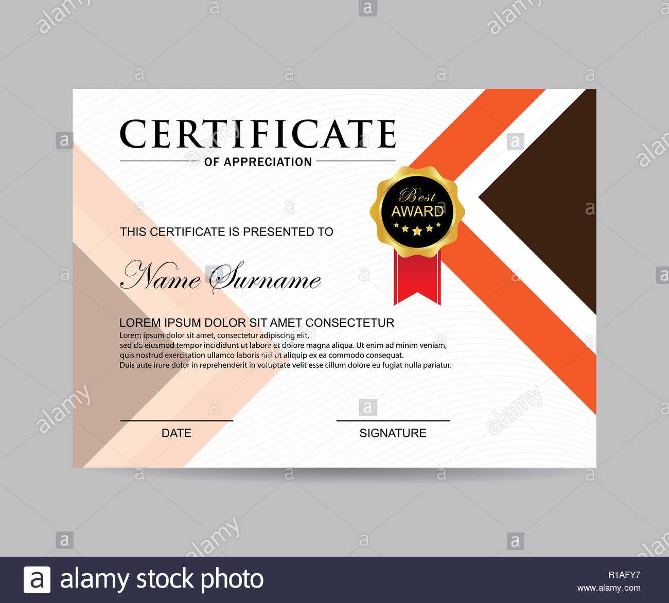 Modern Certificate Template And Background Stock Photo Intended For Borderless Certificate Templates