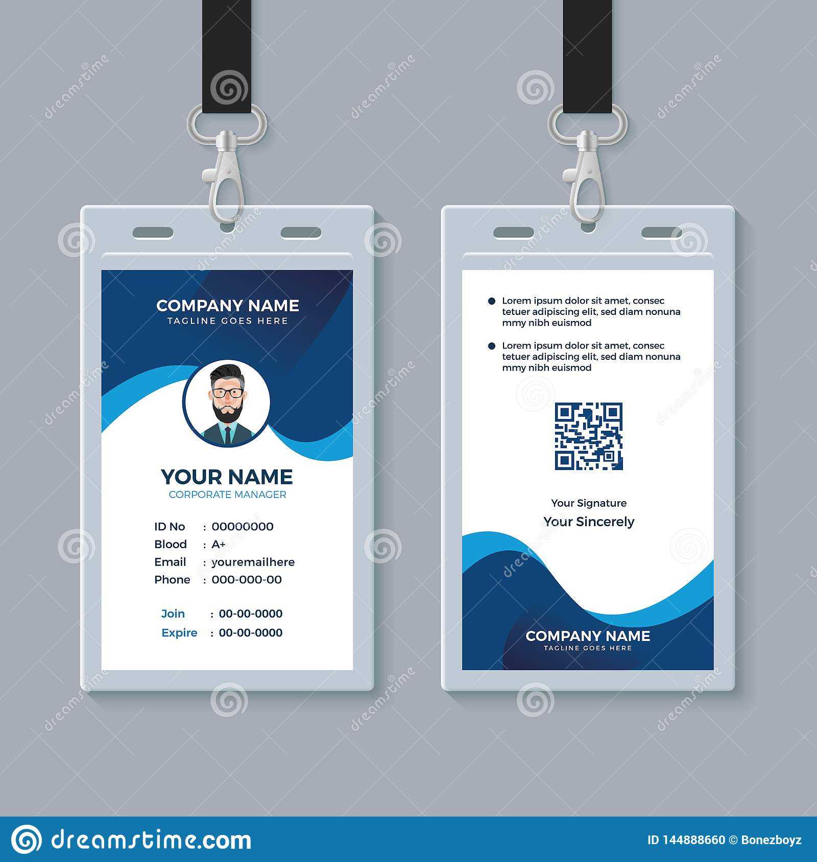 Modern Clean Id Card Template Stock Vector – Illustration Of Intended For Work Id Card Template