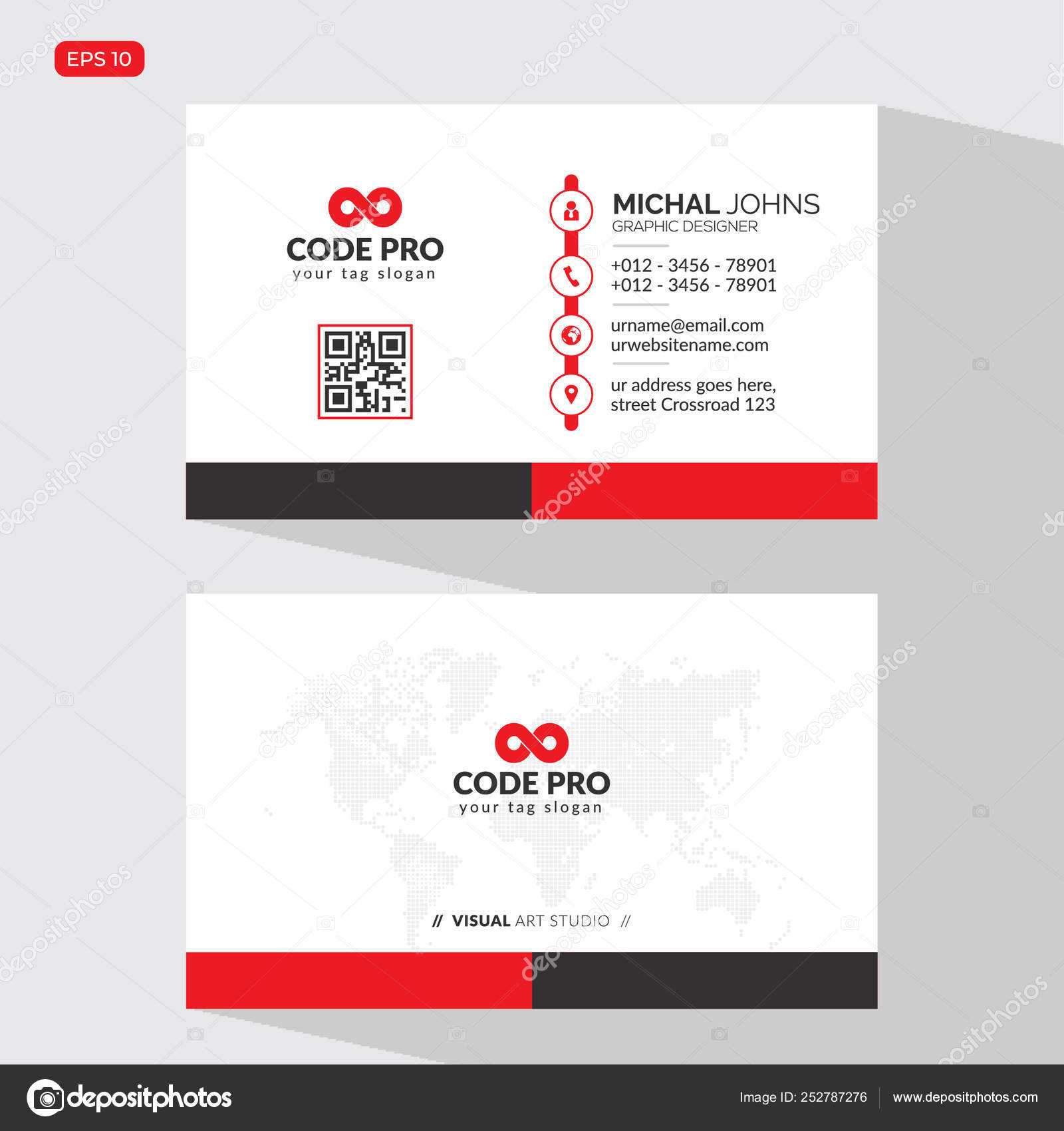 Modern Creative Business Card Name Card Horizontal Simple In Place Card Size Template