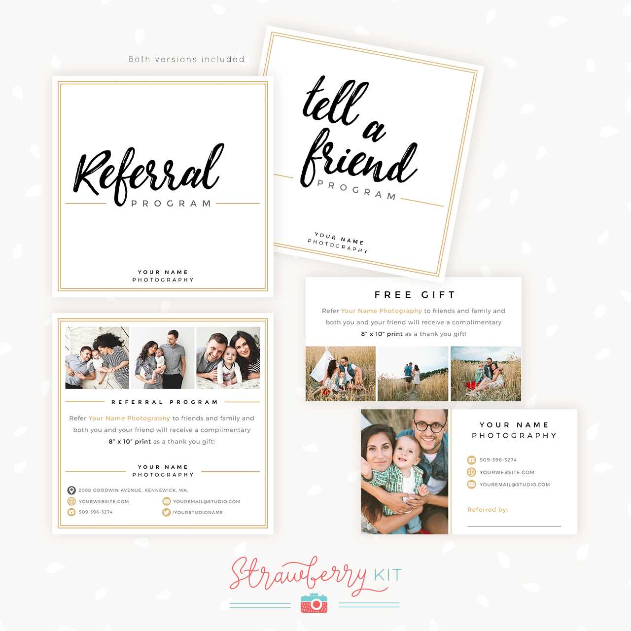 Modern Hand Lettering Referral Card Set – Strawberry Kit With Regard To Photography Referral Card Templates