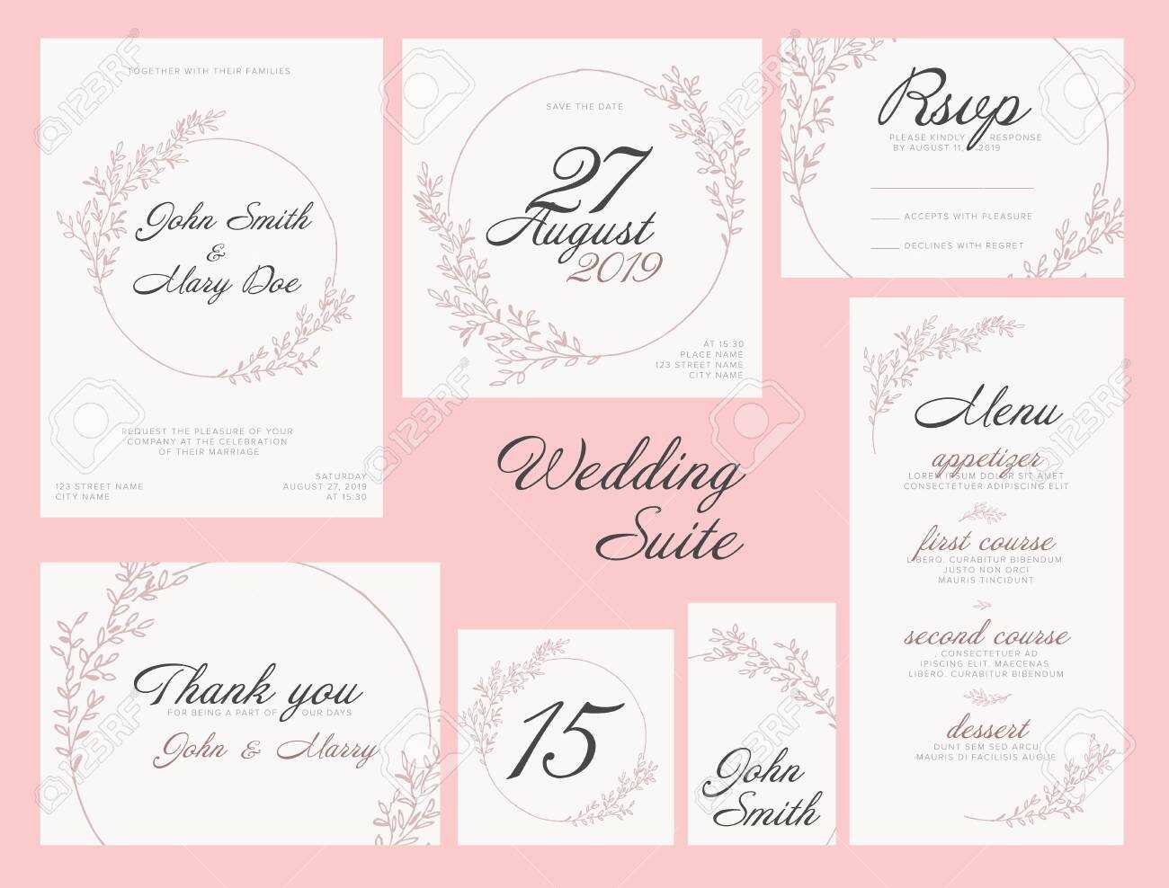 Modern Pink Wedding Suite Collection Card Templates With Pink.. Throughout Table Number Cards Template