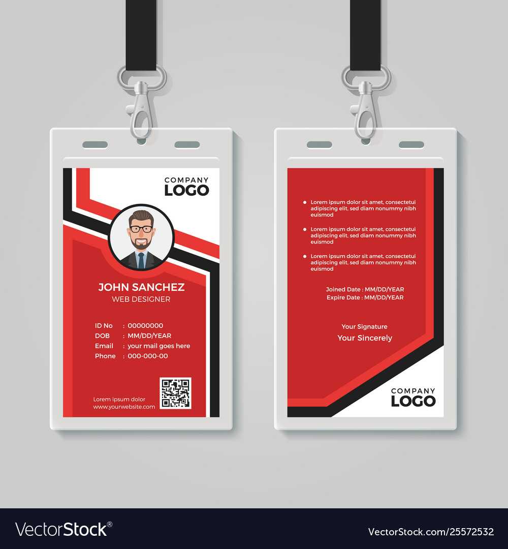 Modern Red Id Card Template For Template For Id Card Free Download