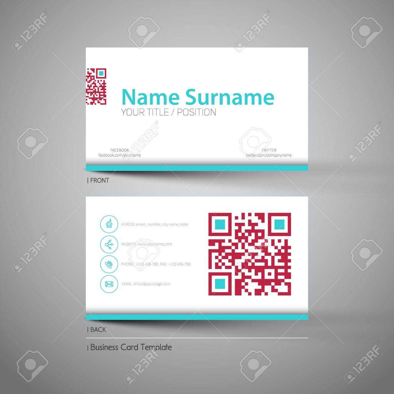 Modern Simple Light Business Card Template With Big Qr Code Inside Qr Code Business Card Template