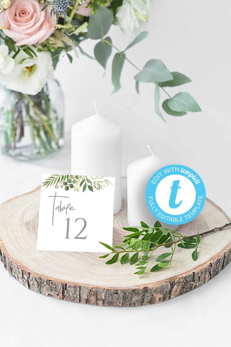 Modern Wedding Table Numbers, Printable 5X5 Templates, Reserved Table, Top  Table / Chic Calligraphy & Natural Greenery Wedding Ideas With Reserved Cards For Tables Templates