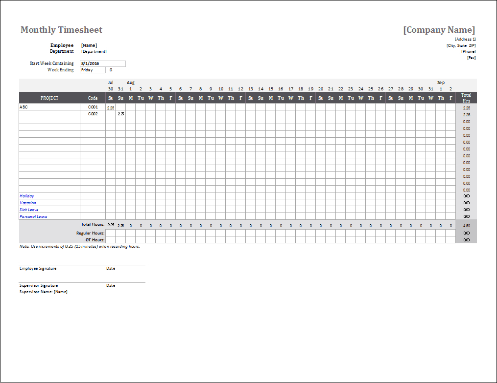 Monthly Timesheet Template For Excel And Google Sheets Regarding Employee Card Template Word