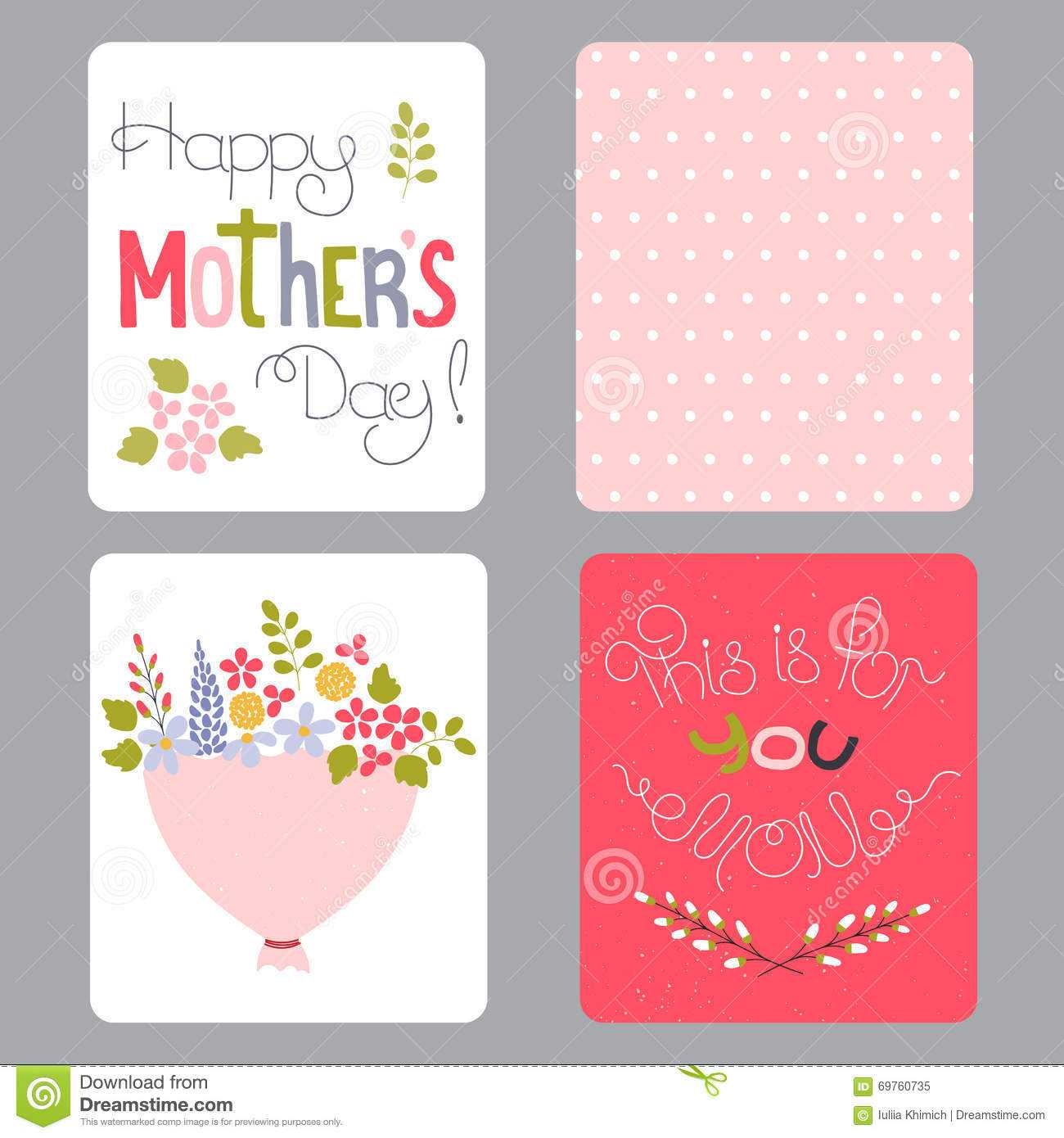Mothers Day Set Of Cards Stock Vector. Illustration Of Color Within Mothers Day Card Templates