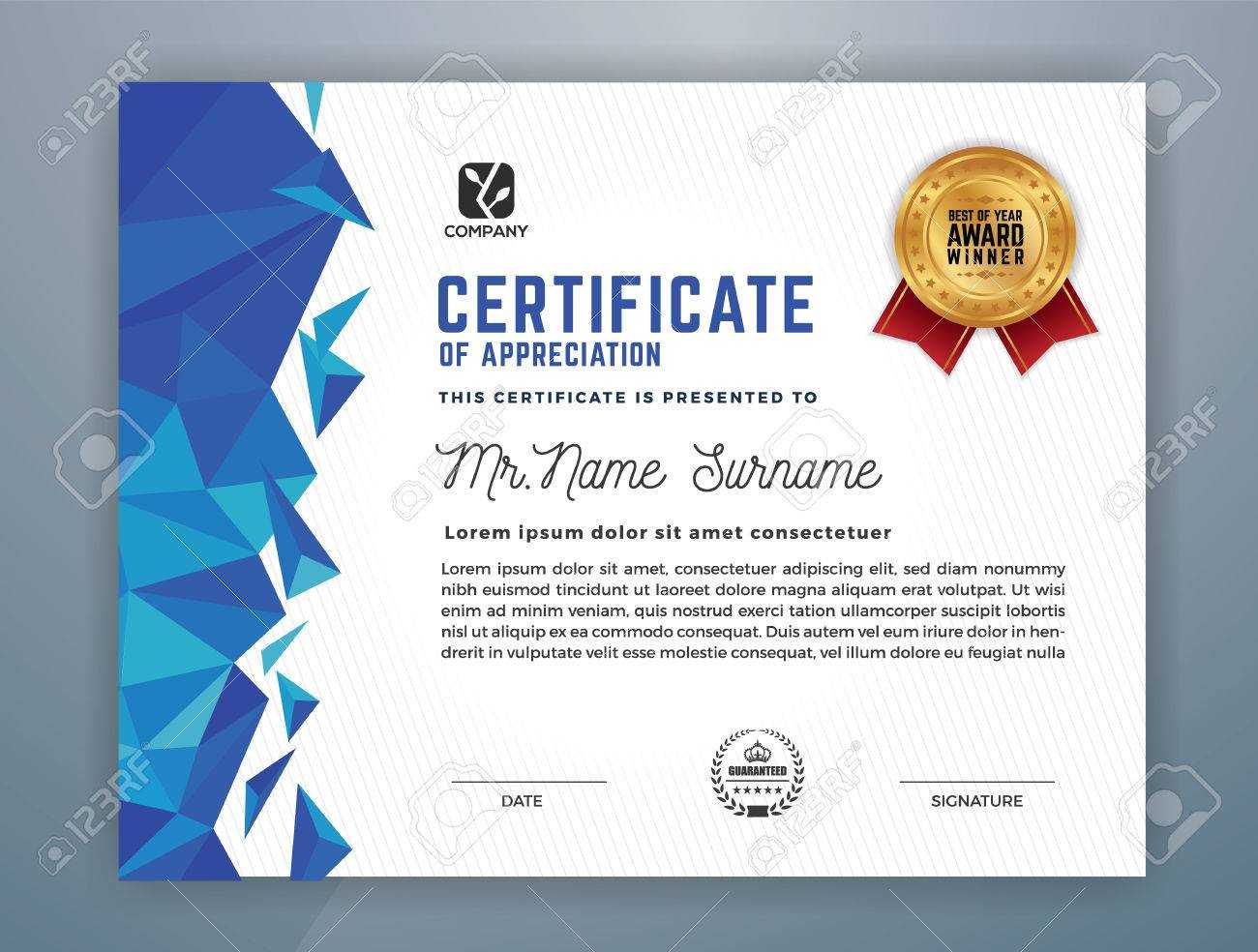 Multipurpose Modern Professional Certificate Template Design.. Inside Professional Award Certificate Template