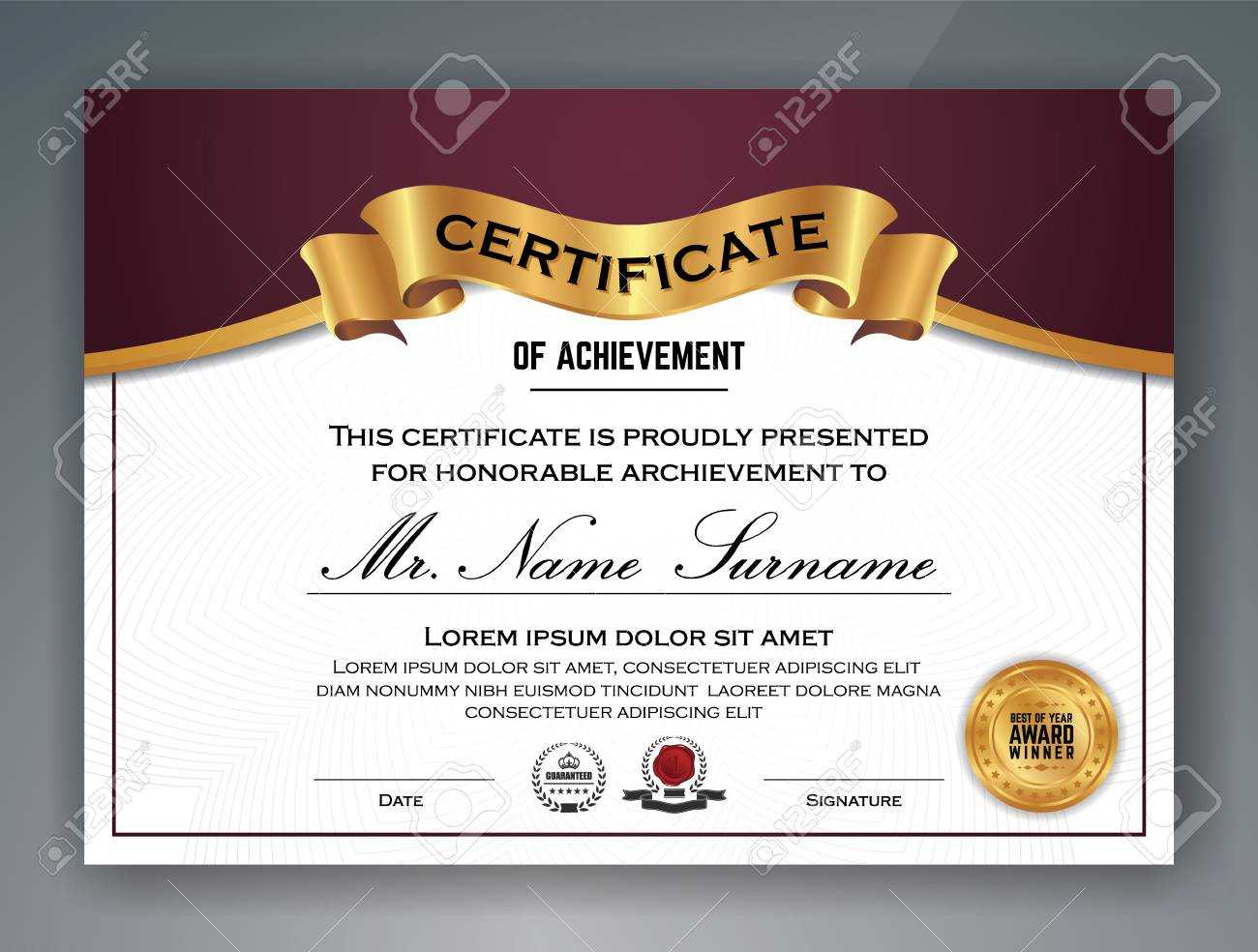 Multipurpose Professional Certificate Template Design For Print Pertaining To Professional Award Certificate Template