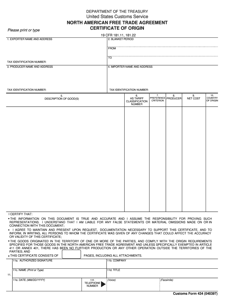 Nafta Form – Fill Online, Printable, Fillable, Blank | Pdffiller With Nafta Certificate Template