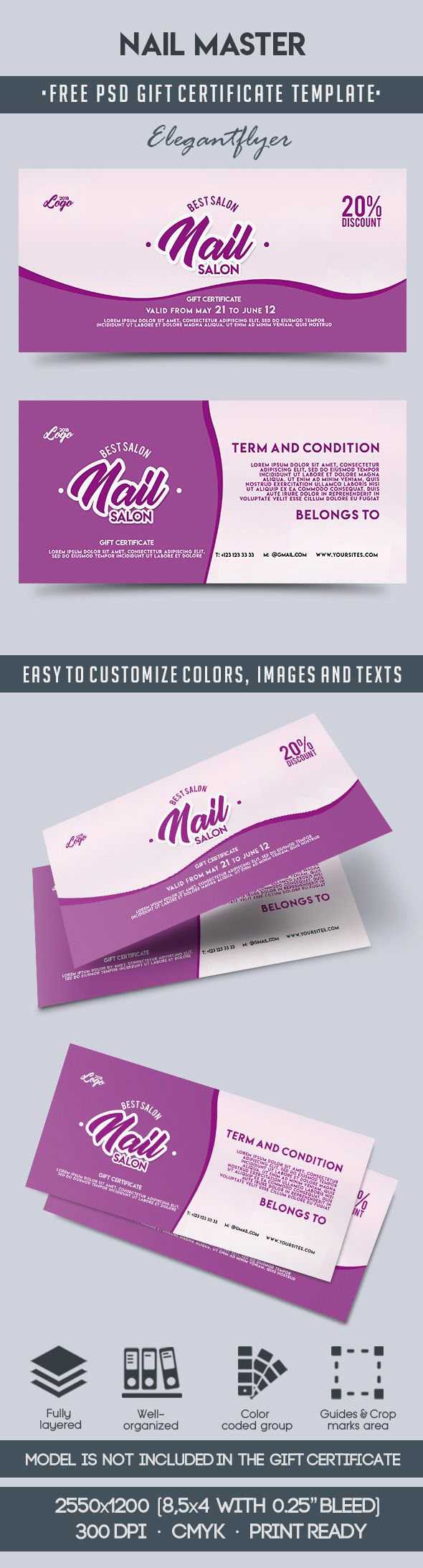 Nail Master – Free Gift Certificate Psd Template On Behance Regarding Nail Gift Certificate Template Free