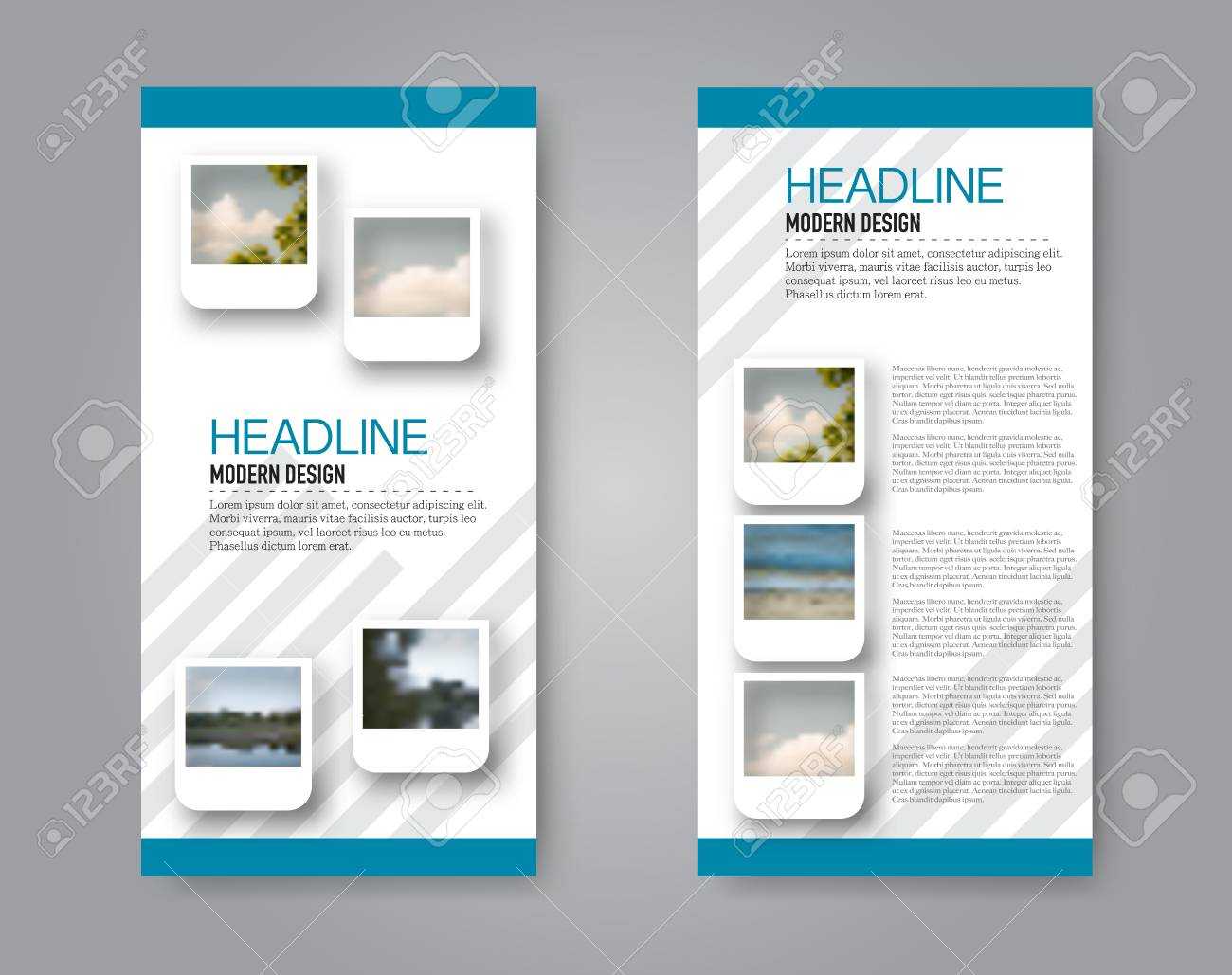 Narrow Flyer And Leaflet Design. Set Of Two Side Brochure Templates Inside Mac Brochure Templates