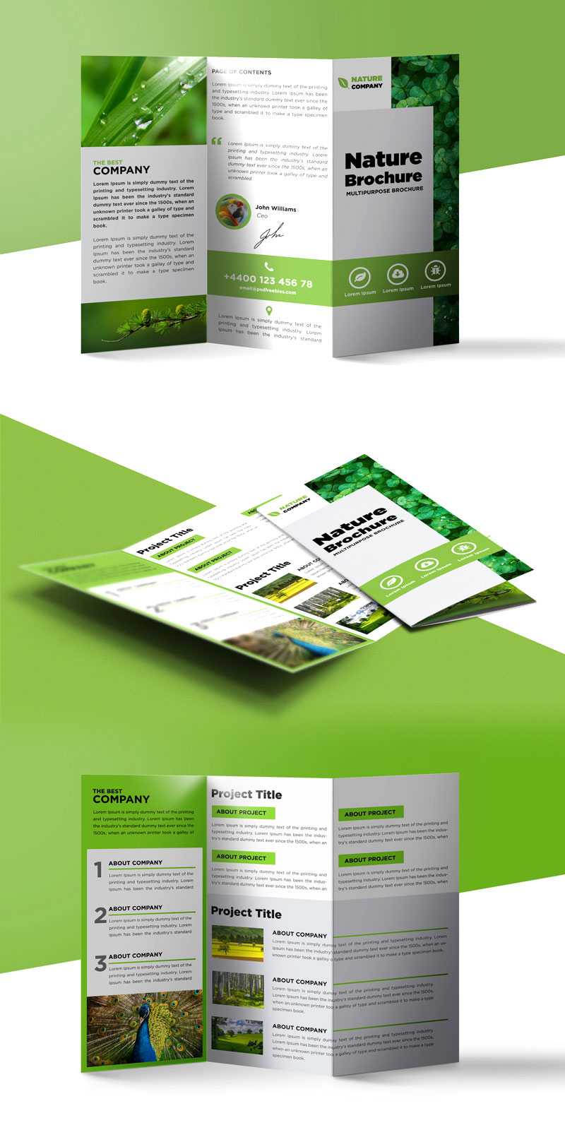 Nature Tri Fold Brochure Template Free Psd | Psdfreebies Within Brochure Psd Template 3 Fold