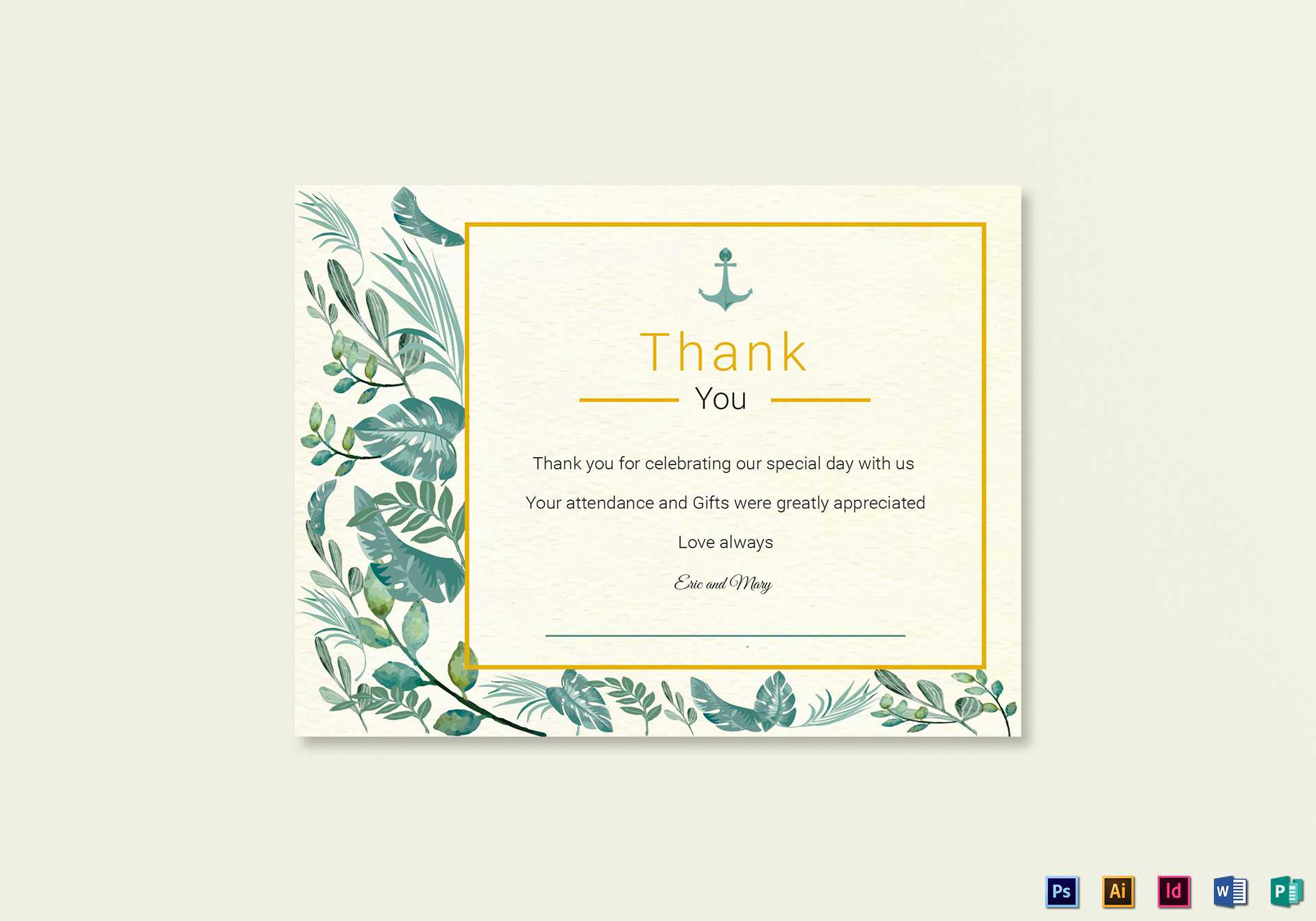 Nautical Thank You Card Template With Thank You Card Template Word