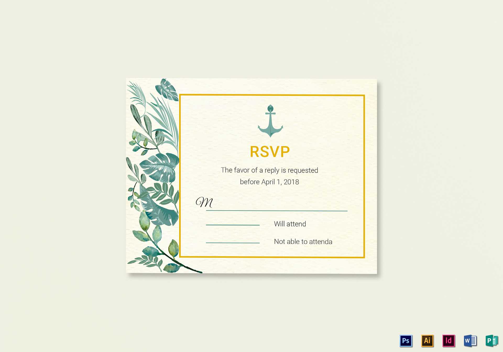 Nautical Wedding Rsvp Card Template For Template For Rsvp Cards For Wedding