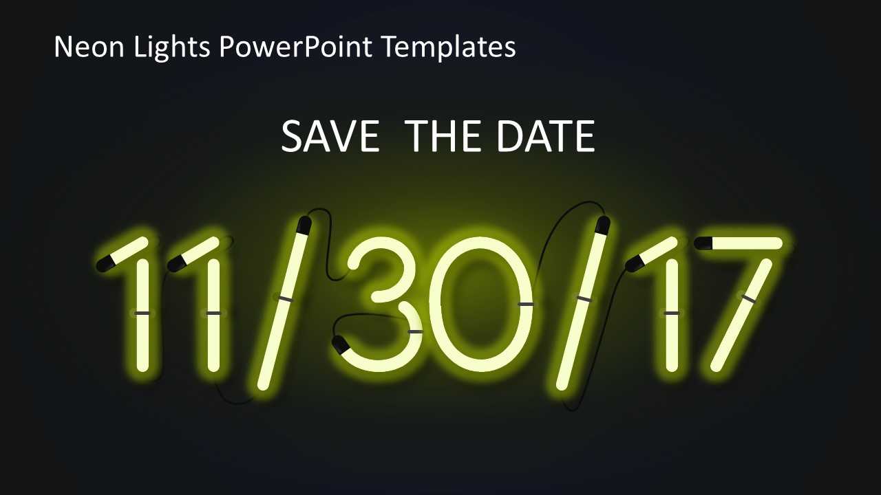 Neon Light Date Powerpoint – Slidemodel With Regard To Save The Date Powerpoint Template