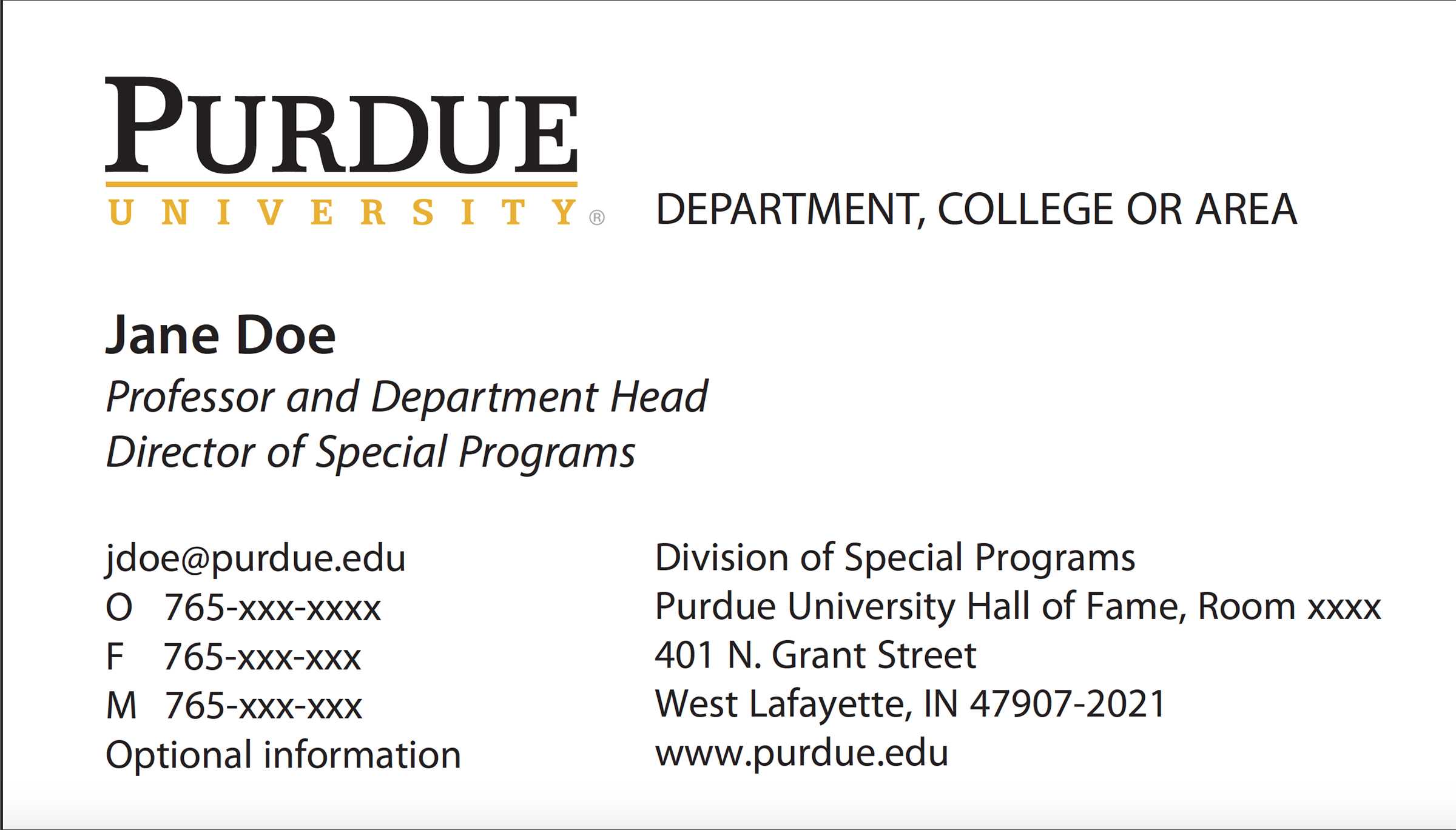 New Business Card Template Now Online – Purdue University News Intended For Student Business Card Template