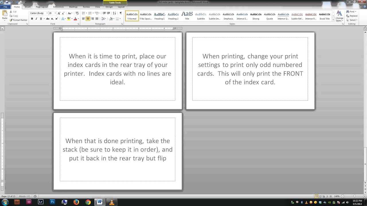 Note/index Cards – Word Template For 3X5 Note Card Template