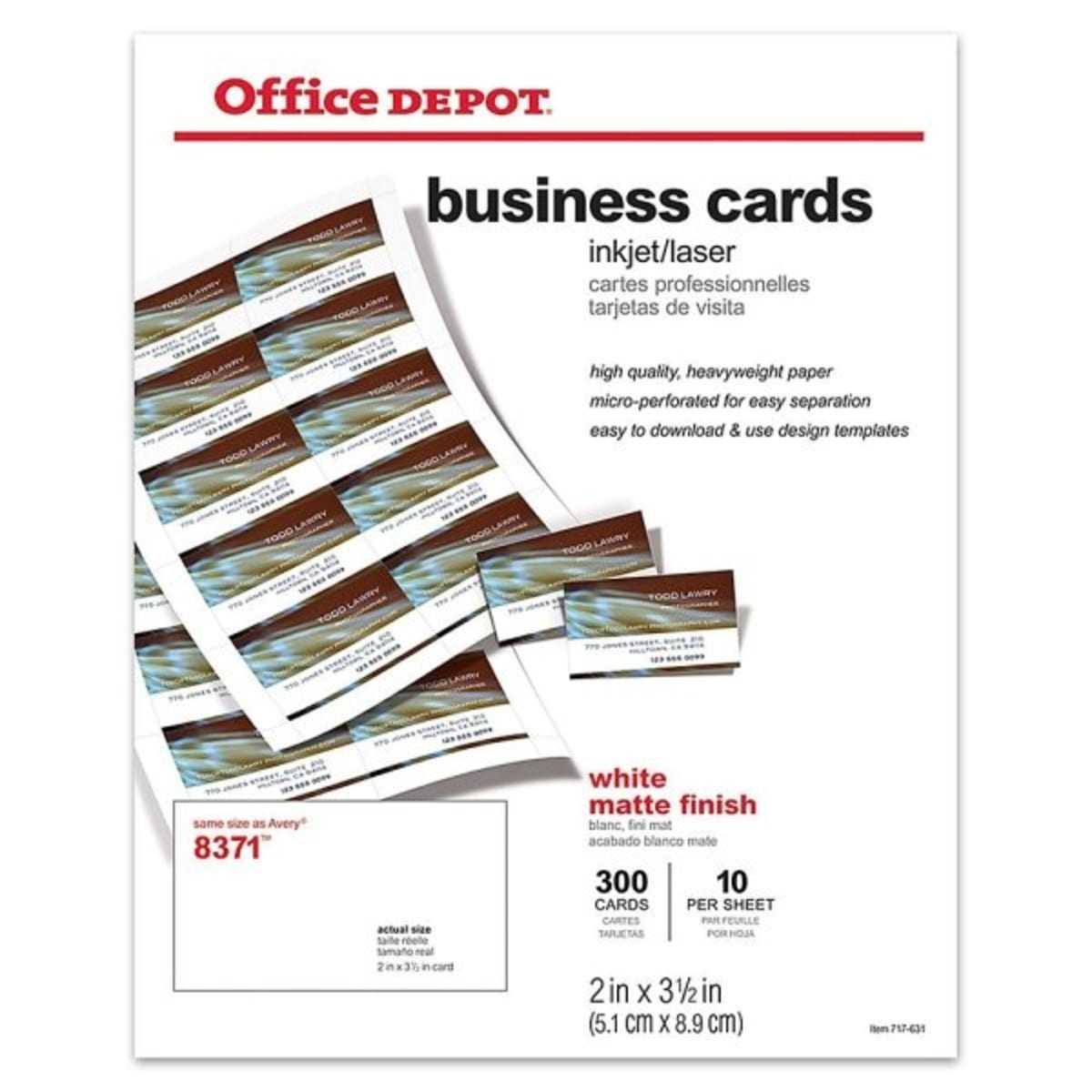 Office Depot® White Matte Business Card 2 X 3 1/2Inch Within Office Depot Business Card Template