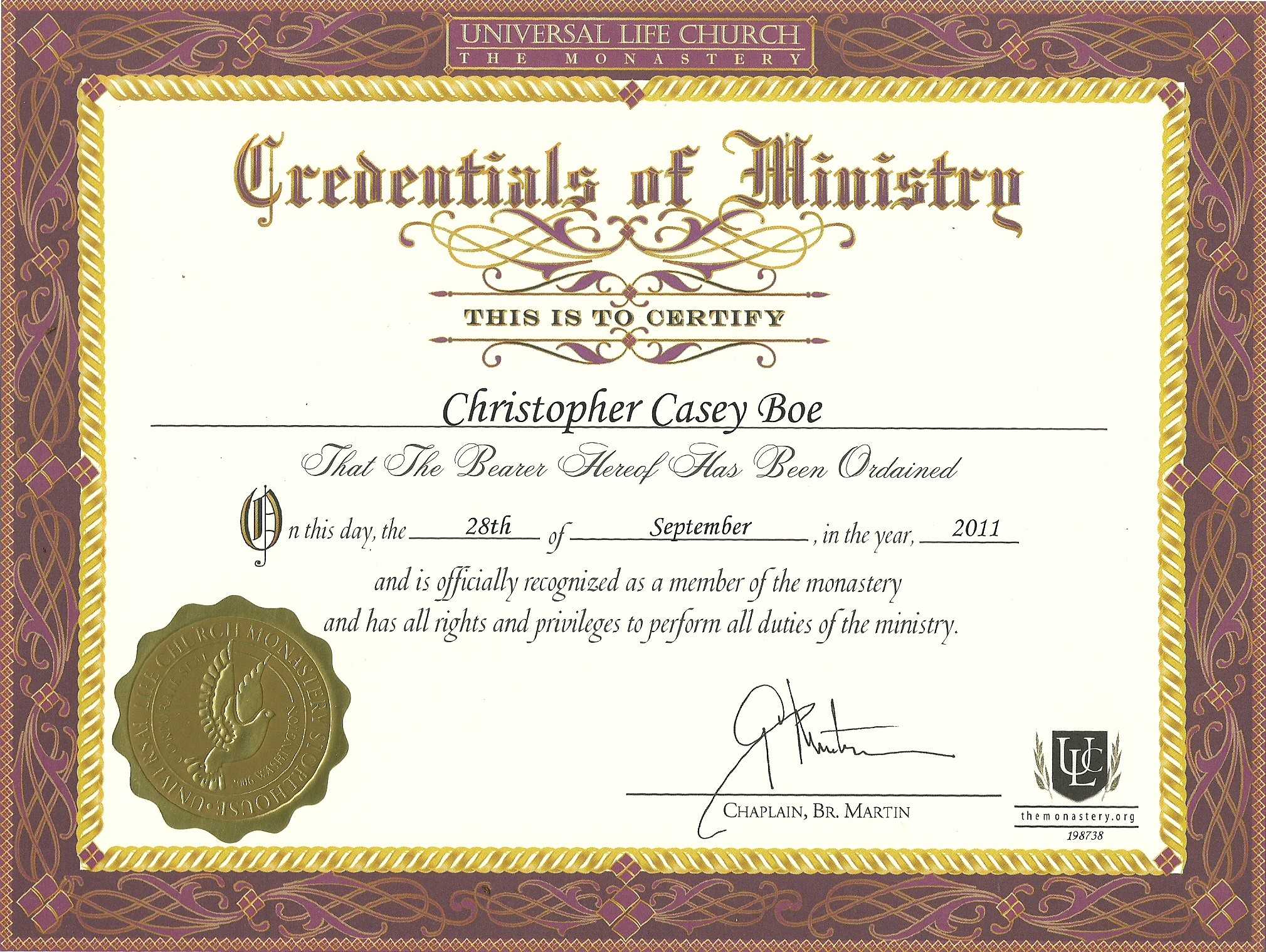 Ordination Certificate Template Example – Carlynstudio For Ordination Certificate Templates