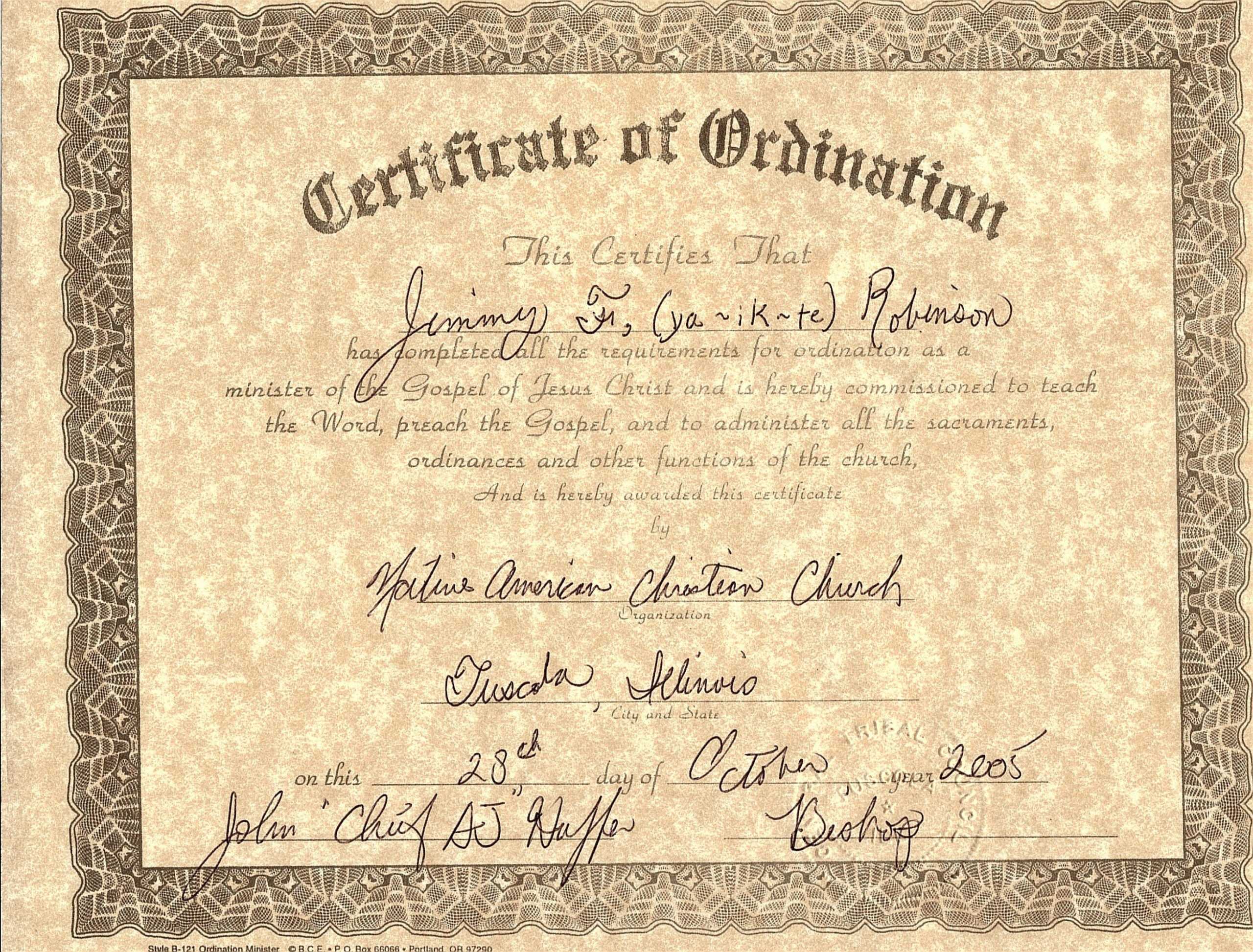Ordination Certificate Template Example – Carlynstudio In Ordination Certificate Template