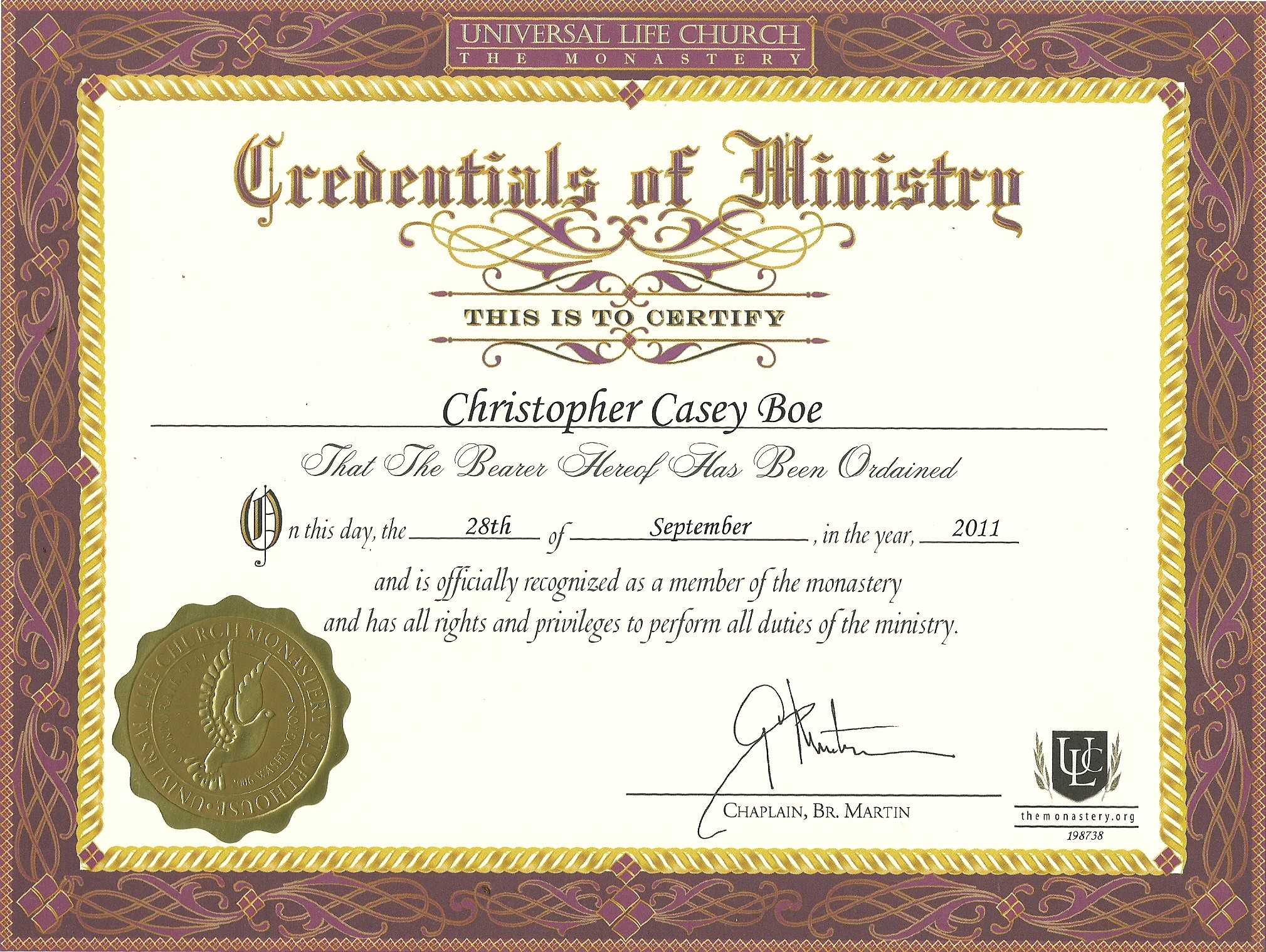 Ordination Certificate Template Example – Carlynstudio Pertaining To Life Membership Certificate Templates