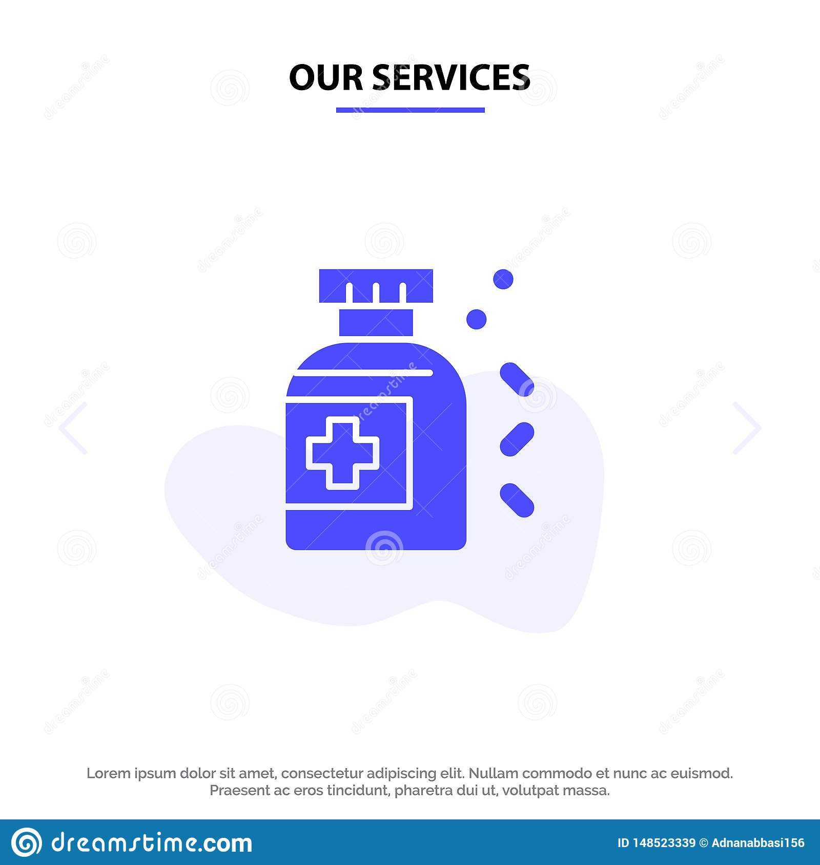 Our Services Bottle, Medicine, Tablet Solid Glyph Icon Web Inside Medication Card Template